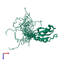 PDB entry 2e44 coloured by chain, ensemble of 20 models, top view.