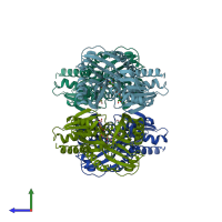 PDB entry 2e48 coloured by chain, side view.