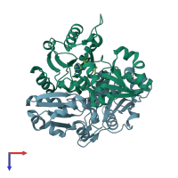 PDB entry 2e4n coloured by chain, top view.