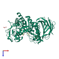 PDB entry 2e4t coloured by chain, top view.