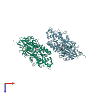 PDB entry 2e4v coloured by chain, top view.