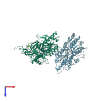 PDB entry 2e4y coloured by chain, top view.