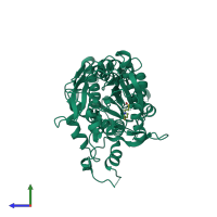 PDB entry 2e4z coloured by chain, side view.