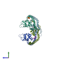 PDB entry 2e50 coloured by chain, side view.