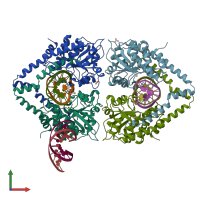 PDB entry 2e52 coloured by chain, front view.