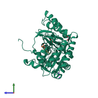 PDB entry 2e54 coloured by chain, side view.