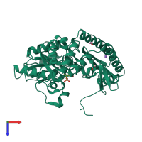 PDB entry 2e54 coloured by chain, top view.