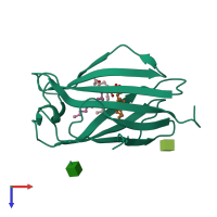 PDB entry 2e56 coloured by chain, top view.