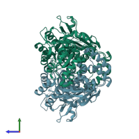 PDB entry 2e5b coloured by chain, side view.