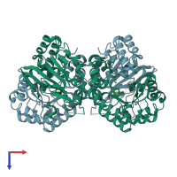 PDB entry 2e5c coloured by chain, top view.