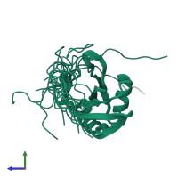 PDB entry 2e5h coloured by chain, ensemble of 20 models, side view.