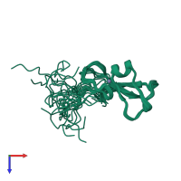 PDB entry 2e5r coloured by chain, ensemble of 20 models, top view.