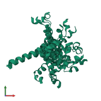 PDB entry 2e5u coloured by chain, ensemble of 20 models, front view.