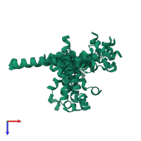 PDB entry 2e5u coloured by chain, ensemble of 20 models, top view.