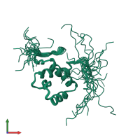 PDB entry 2e60 coloured by chain, ensemble of 20 models, front view.