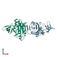 PDB entry 2e64 coloured by chain, front view.