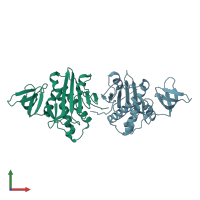 PDB entry 2e65 coloured by chain, front view.