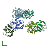 PDB entry 2e67 coloured by chain, front view.