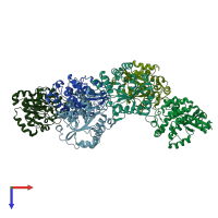 PDB entry 2e67 coloured by chain, top view.