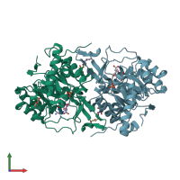 PDB entry 2e6d coloured by chain, front view.