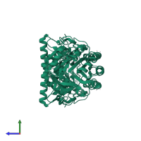 Dihydroorotate dehydrogenase (fumarate) in PDB entry 2e6f, assembly 1, side view.