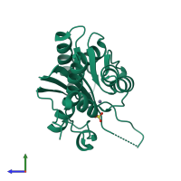 PDB entry 2e6l coloured by chain, side view.
