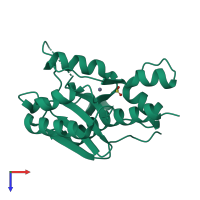 PDB entry 2e6l coloured by chain, top view.