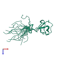 PDB entry 2e6s coloured by chain, ensemble of 20 models, top view.
