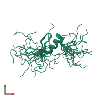 PDB entry 2e72 coloured by chain, ensemble of 20 models, front view.