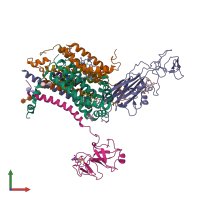 PDB entry 2e74 coloured by chain, front view.