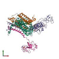 PDB entry 2e75 coloured by chain, front view.