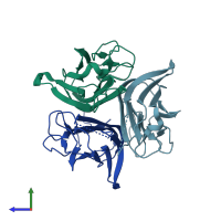 PDB entry 2e7a coloured by chain, side view.