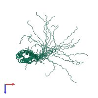 PDB entry 2e7g coloured by chain, ensemble of 20 models, top view.