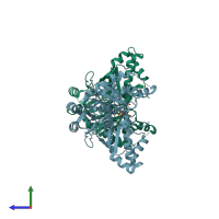 PDB entry 2e7i coloured by chain, side view.
