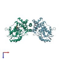 PDB entry 2e7i coloured by chain, top view.