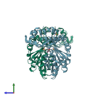 PDB entry 2e7j coloured by chain, side view.