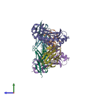 PDB entry 2e7l coloured by chain, side view.