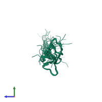 PDB entry 2e7m coloured by chain, ensemble of 20 models, side view.