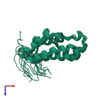 PDB entry 2e7n coloured by chain, ensemble of 20 models, top view.