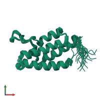 PDB entry 2e7o coloured by chain, ensemble of 20 models, front view.