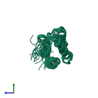 PDB entry 2e7o coloured by chain, ensemble of 20 models, side view.
