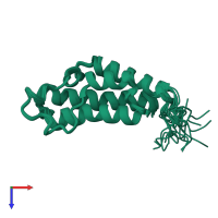 PDB entry 2e7o coloured by chain, ensemble of 20 models, top view.