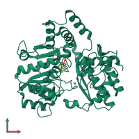 PDB entry 2e7u coloured by chain, front view.