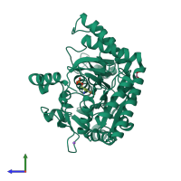 PDB entry 2e7u coloured by chain, side view.