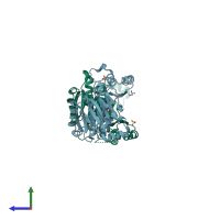 PDB entry 2e7y coloured by chain, side view.