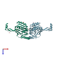 PDB entry 2e7y coloured by chain, top view.