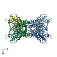 PDB entry 2e82 coloured by chain, top view.