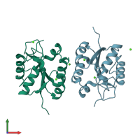 PDB entry 2e85 coloured by chain, front view.