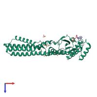 PDB entry 2e87 coloured by chain, top view.