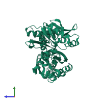 PDB entry 2e88 coloured by chain, side view.